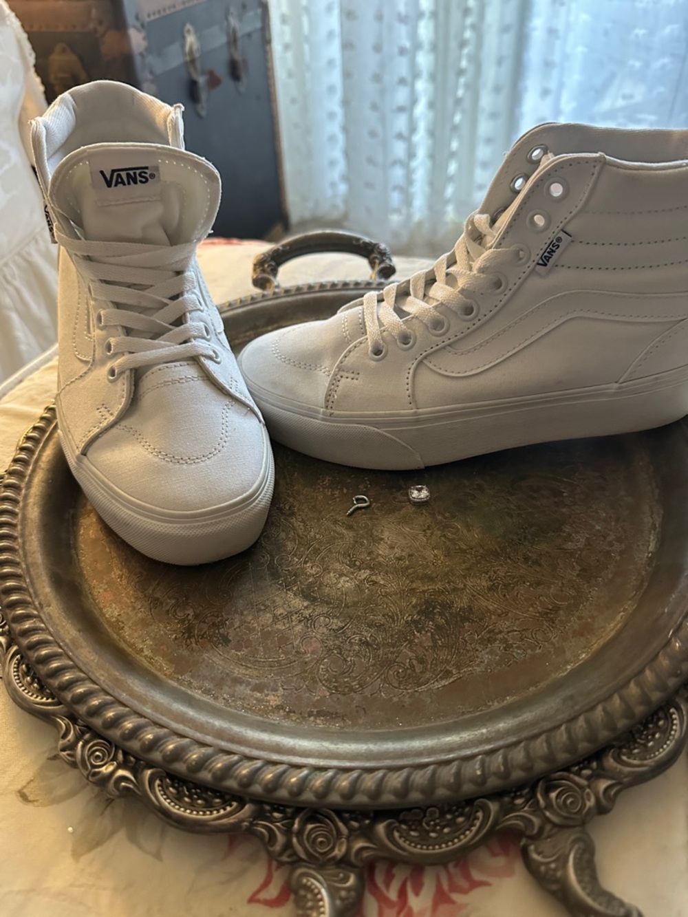 Vans White High-Top Canvas Sk8-Hi Sneakers
